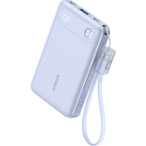 Anker A1257pv1 Power Bank, 10,000mah Portable Charger With Built In Usb C Cable And Lanyard, 22.5w Max Output With Usb C&a Port, Battery Pack For Iphone 15/14, Galaxy S23, Ipad, Airpods, And More Purple